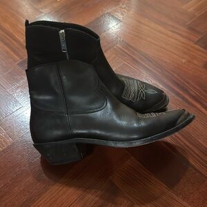 GOLDEN GOOSE Black Leather Ankle Boots